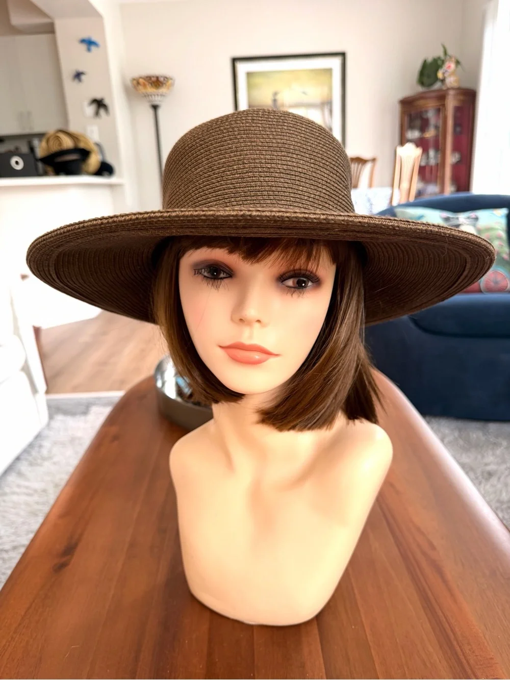 Talbots Chocolate Brown Wide Brim Woven Sun Hat